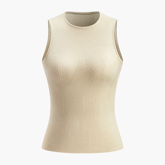 Commense Beige Ribbed Tank Top - Picture 4 of 11